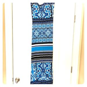 Strapless maxi print dress